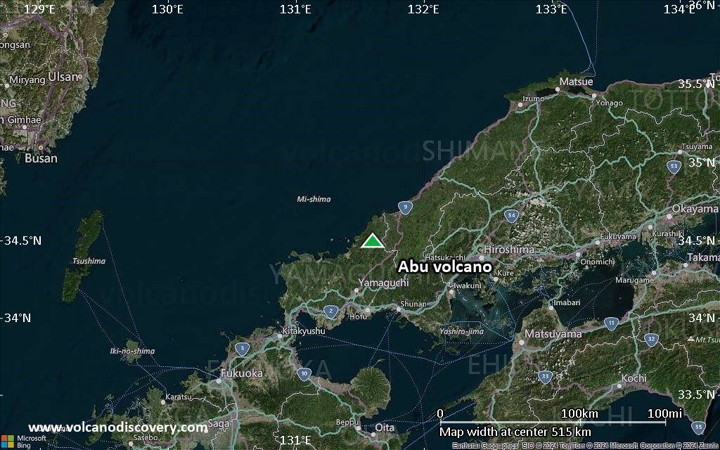 Satellite/aerial-type map of Abu volcano (local scale large)