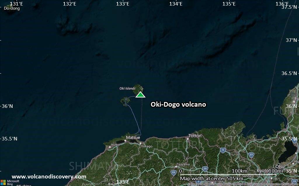 Satellite/aerial-type map of Oki-Dogo volcano (local scale large)
