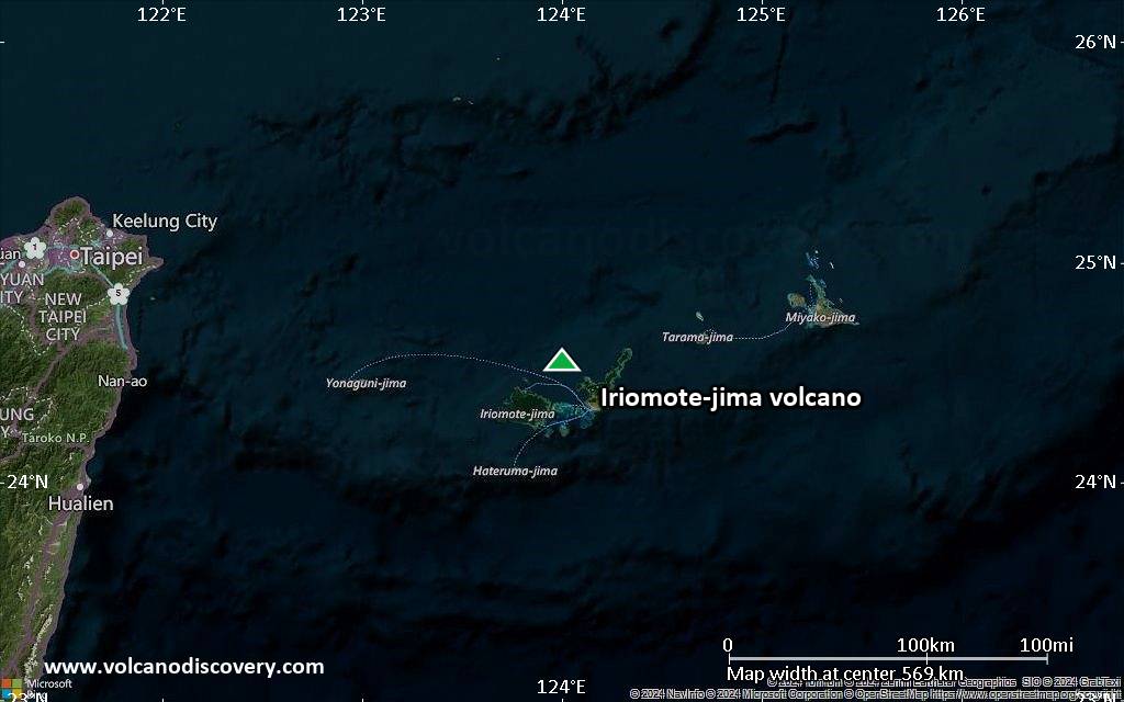 Satellite/aerial-type map of Iriomote-jima volcano (local scale large)