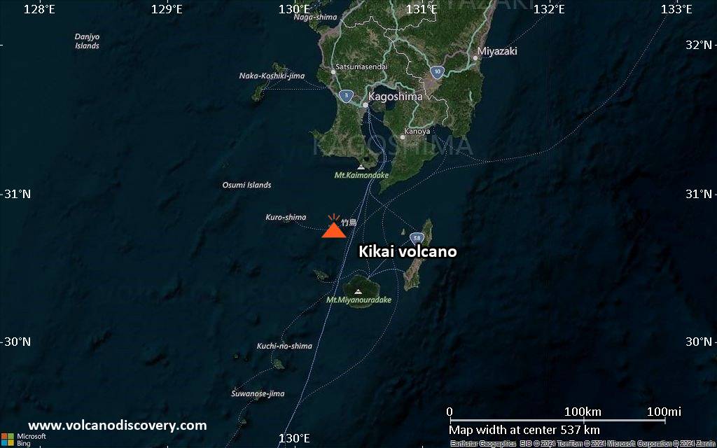 Satellite/aerial-type map of Kikai volcano (local scale large)