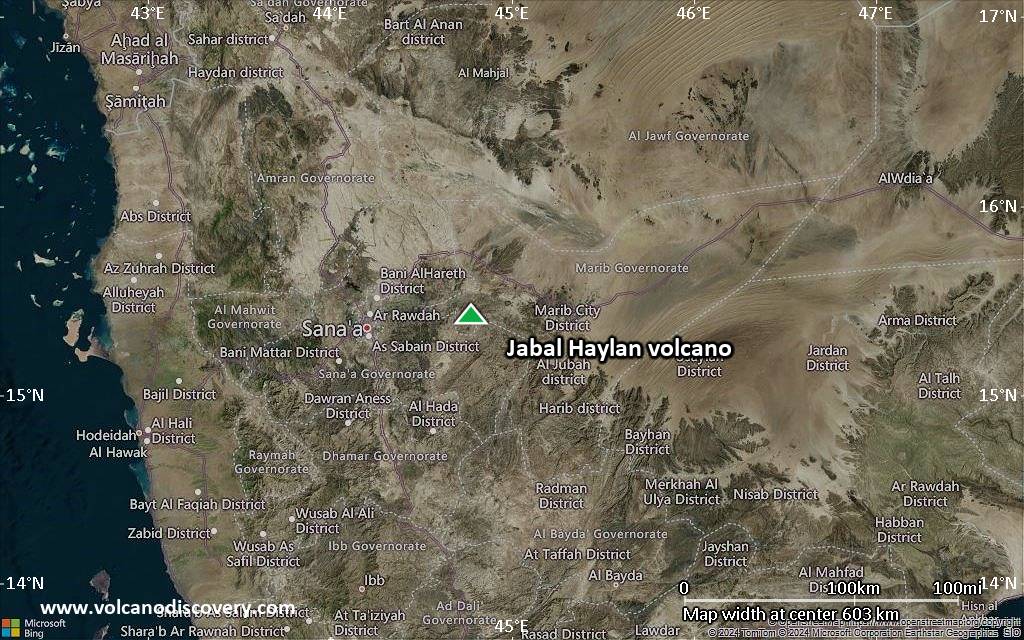 Satellite/aerial-type map of Jabal Haylan volcano (local scale large)