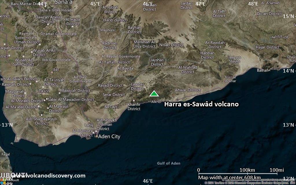 Satellite/aerial-type map of Harra es-Sawâd volcano (local scale large)