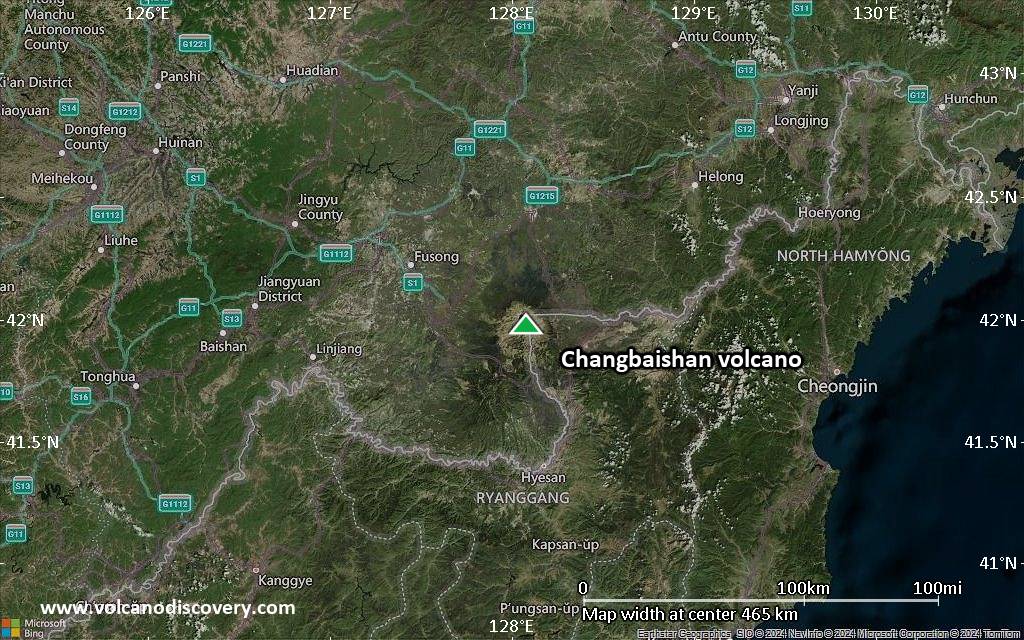 Satellite/aerial-type map of Changbaishan volcano (local scale large)