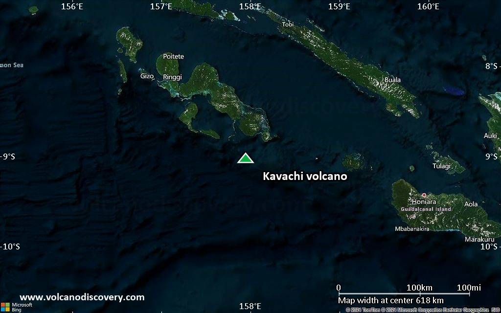 Satellite/aerial-type map of Kavachi volcano (local scale large)