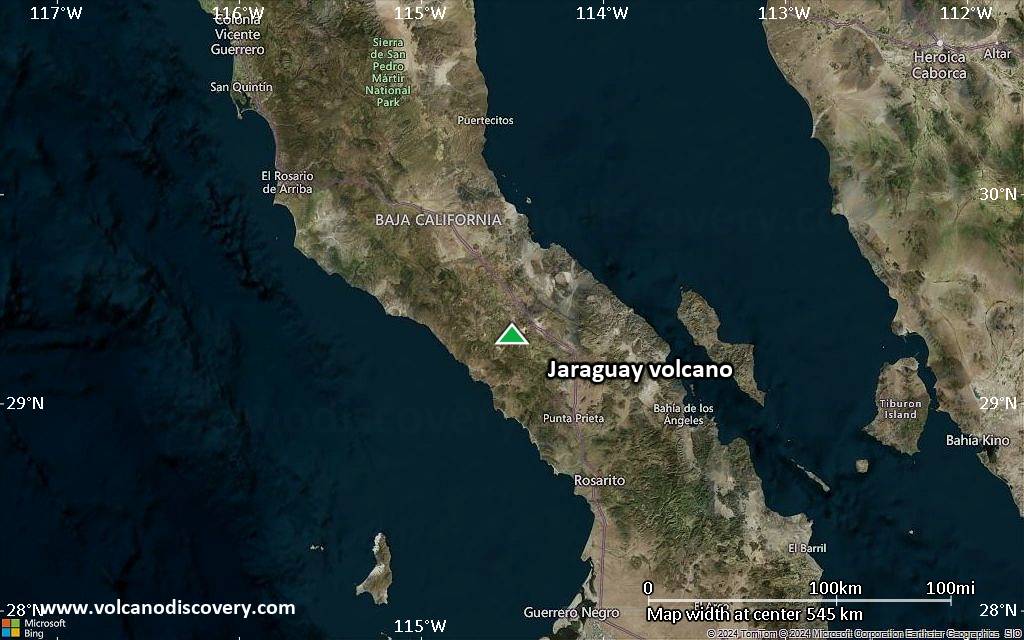 Satellite/aerial-type map of Jaraguay volcano (local scale large)