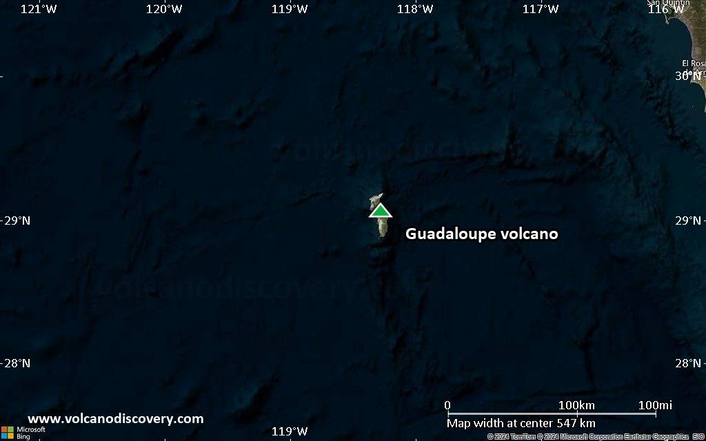 Satellite/aerial-type map of Guadaloupe volcano (local scale large)
