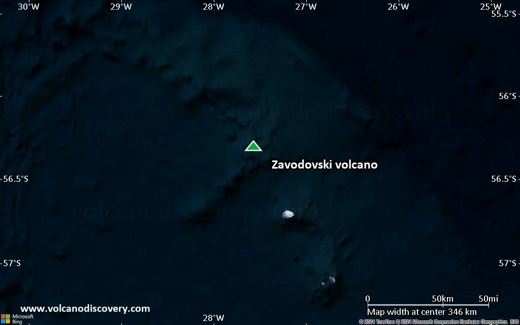 Satellite/aerial-type map of Zavodovski volcano (local scale large)