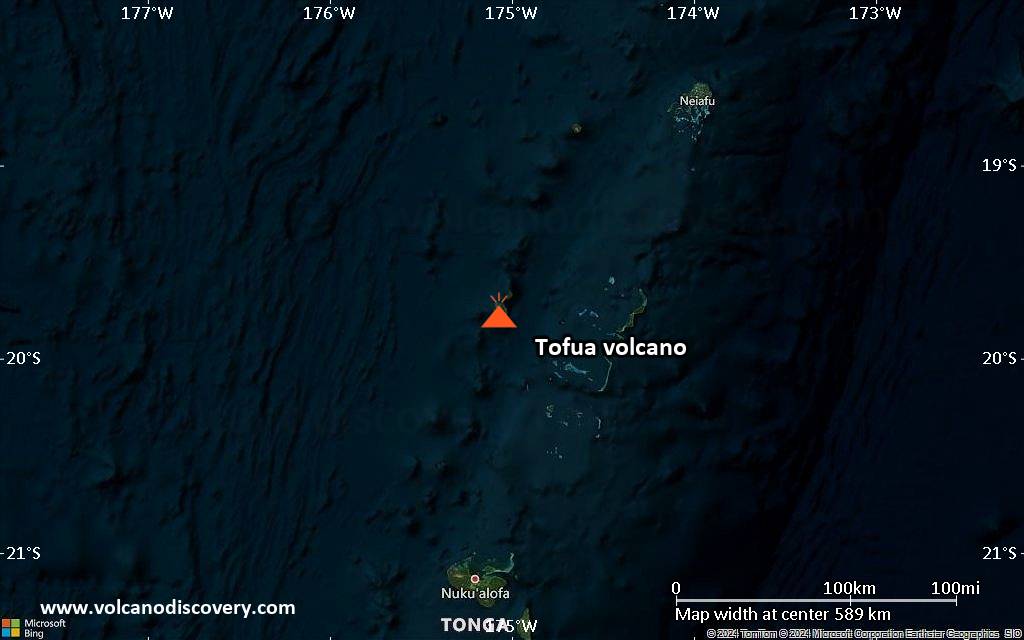 Satellite/aerial-type map of Tofua volcano (local scale large)