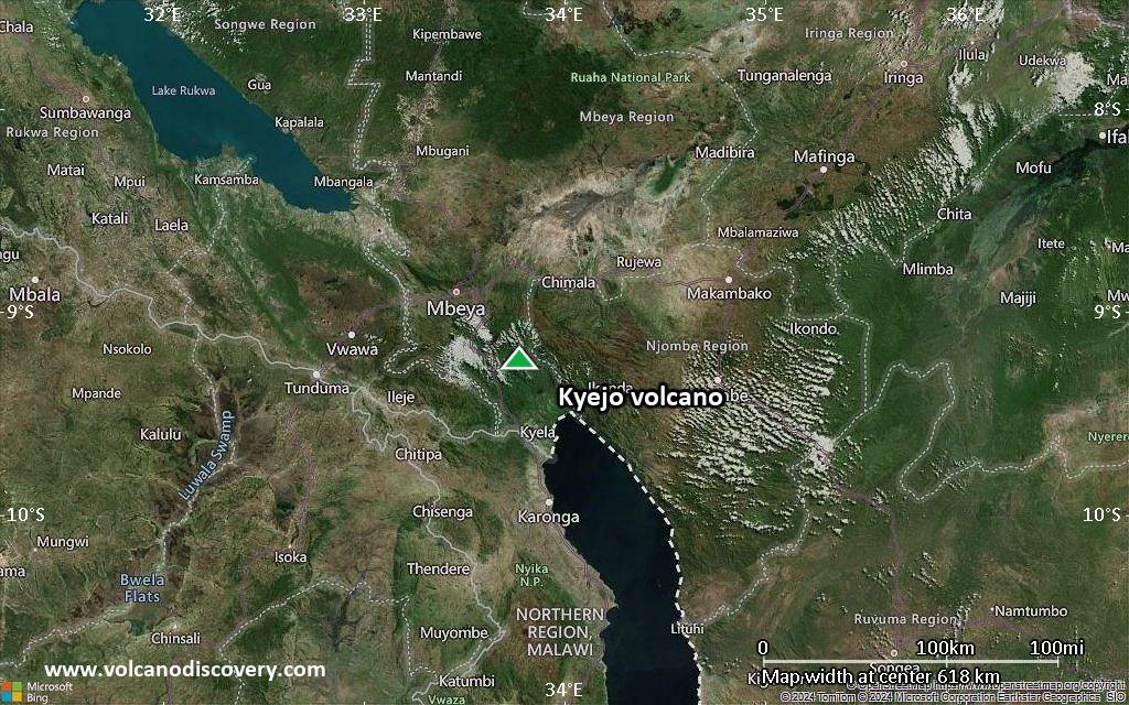Satellite/aerial-type map of Kyejo volcano (local scale large)