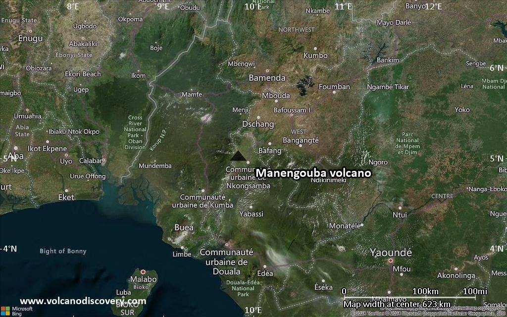 Satellite/aerial-type map of Manengouba volcano (local scale large)