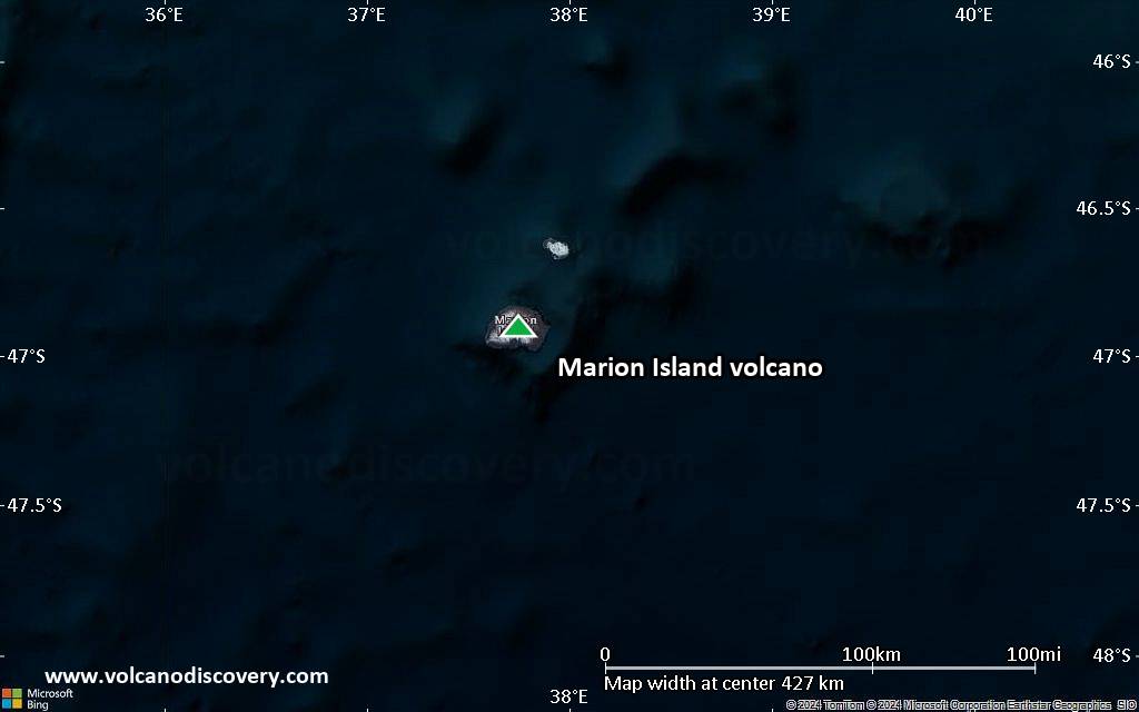Satellite/aerial-type map of Marion Island volcano (local scale large)