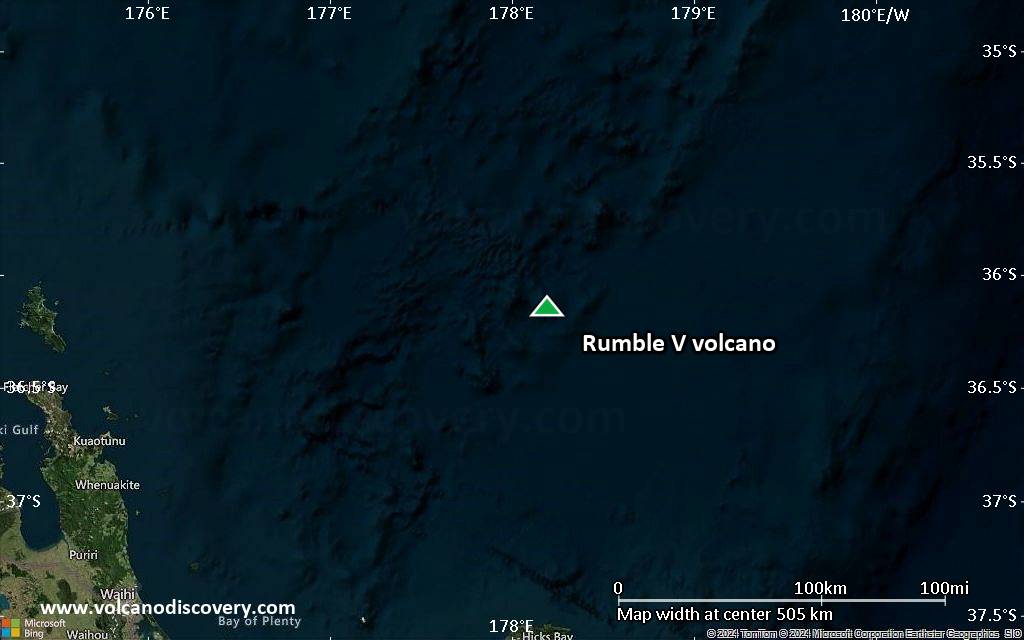 Satellite/aerial-type map of Rumble V volcano (local scale large)