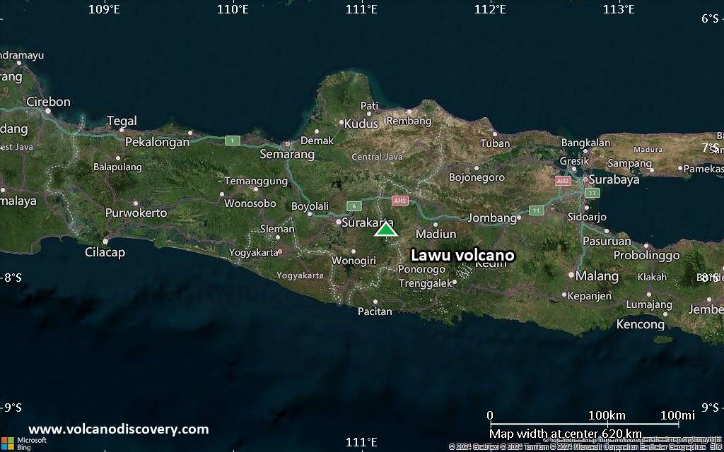 Satellite/aerial-type map of Lawu volcano (local scale large)