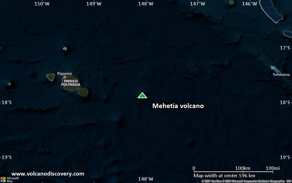 Satellite/aerial-type map of Mehetia volcano (local scale large)