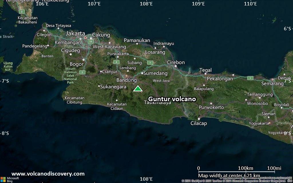 Satellite/aerial-type map of Guntur volcano (local scale large)