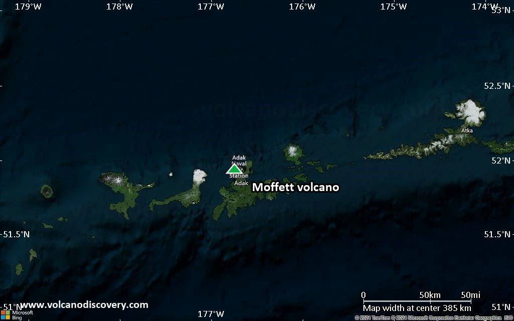 Satellite/aerial-type map of Moffett volcano (local scale large)