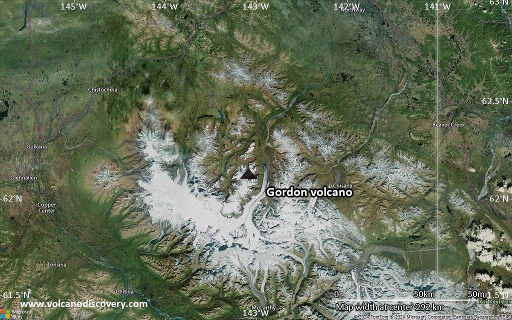 Satellite/aerial-type map of Gordon volcano (local scale large)