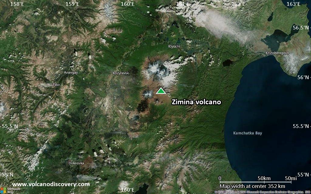 Satellite/aerial-type map of Zimina volcano (local scale large)