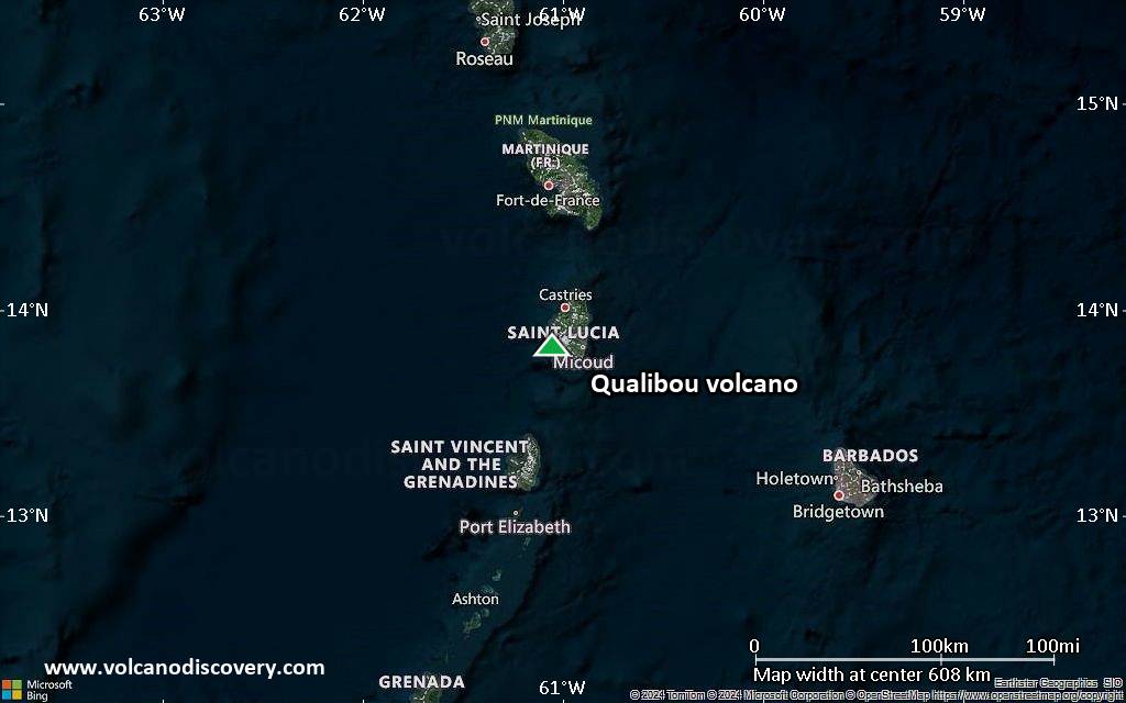 Satellite/aerial-type map of Qualibou volcano (local scale large)