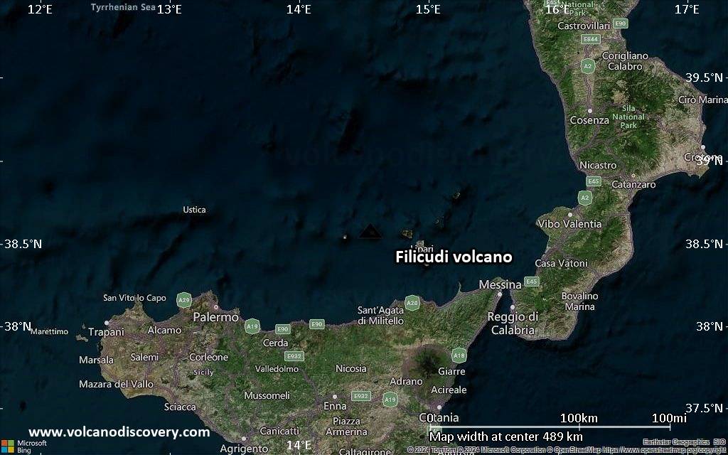 Satellite/aerial-type map of Filicudi volcano (local scale large)