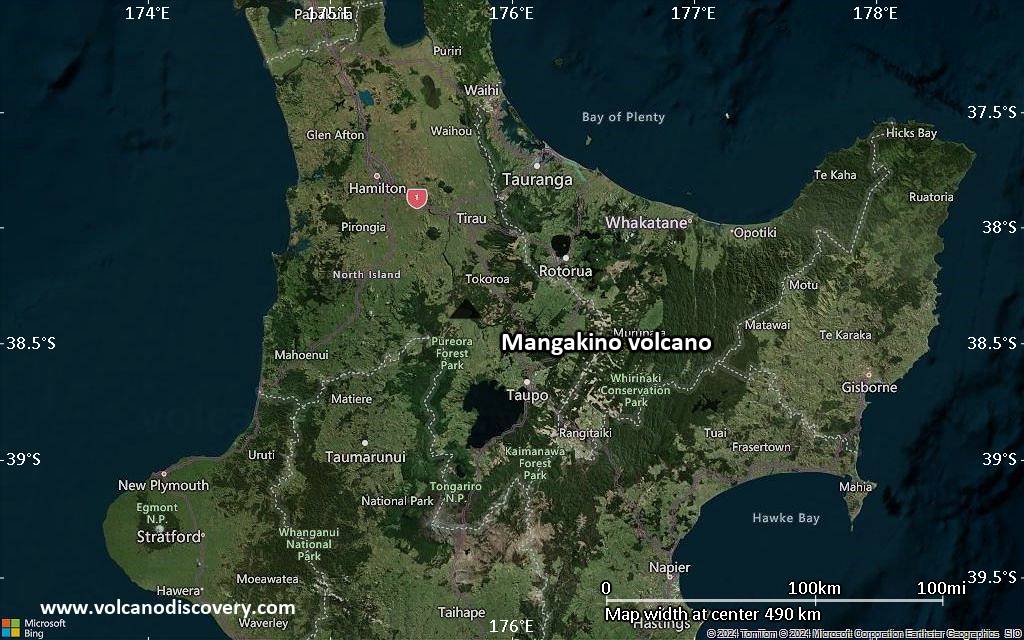 Satellite/aerial-type map of Mangakino volcano (local scale large)