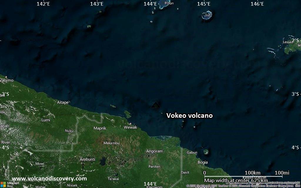Satellite/aerial-type map of Vokeo volcano (local scale large)