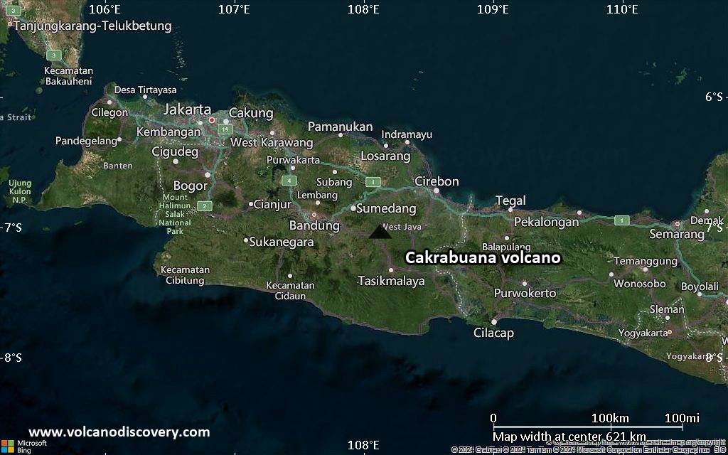 Satellite/aerial-type map of Cakrabuana volcano (local scale large)