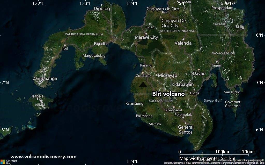 Satellite/aerial-type map of Blit volcano (local scale large)
