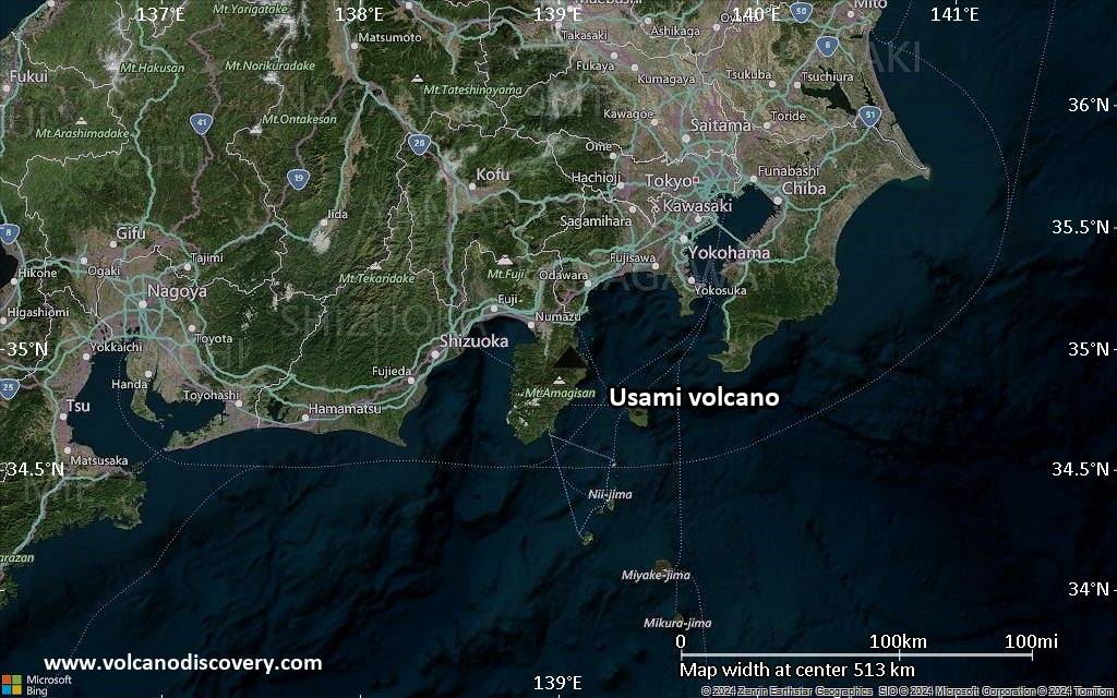 Satellite/aerial-type map of Usami volcano (local scale large)