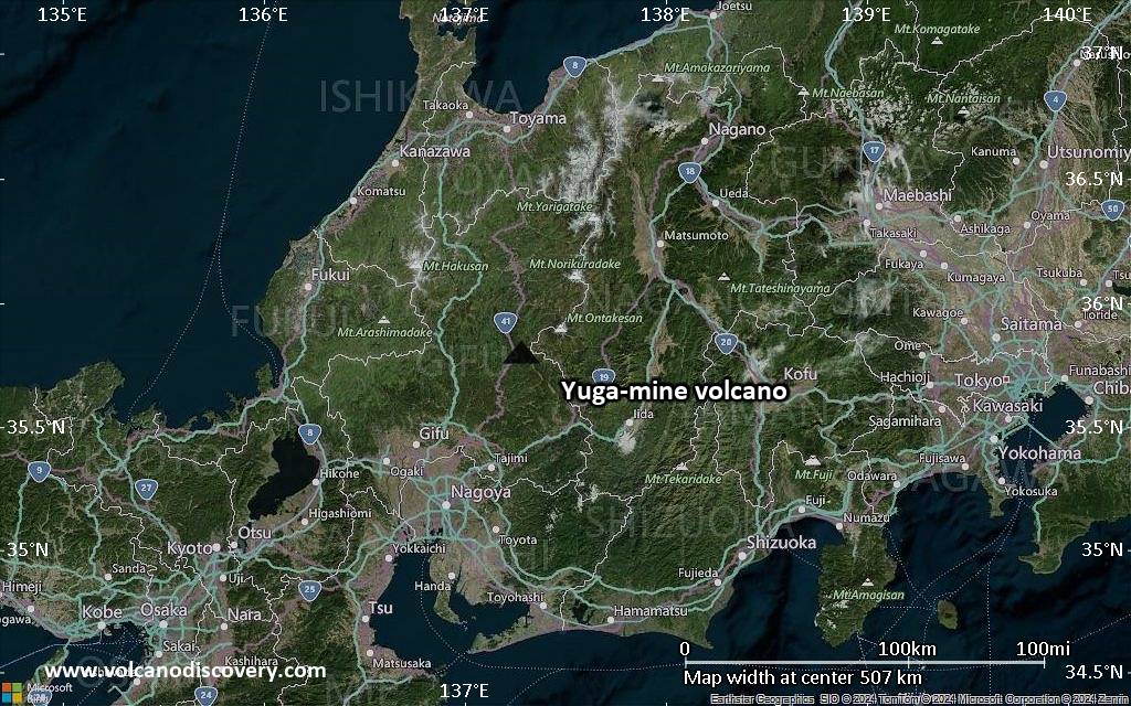 Satellite/aerial-type map of Yuga-mine volcano (local scale large)