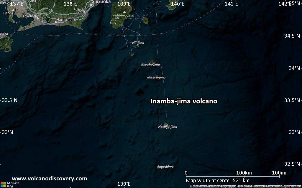 Satellite/aerial-type map of Inamba-jima volcano (local scale large)