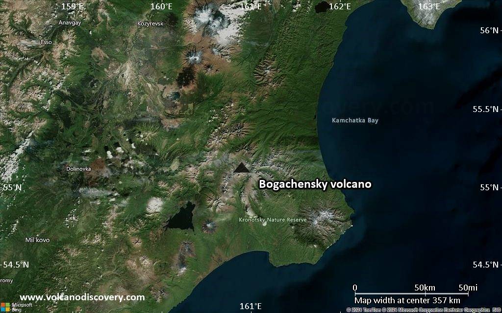 Satellite/aerial-type map of Bogachensky volcano (local scale large)