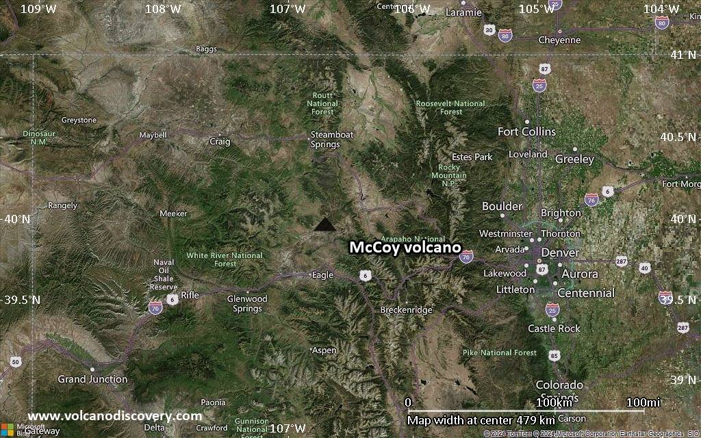 Satellite/aerial-type map of McCoy volcano (local scale large)