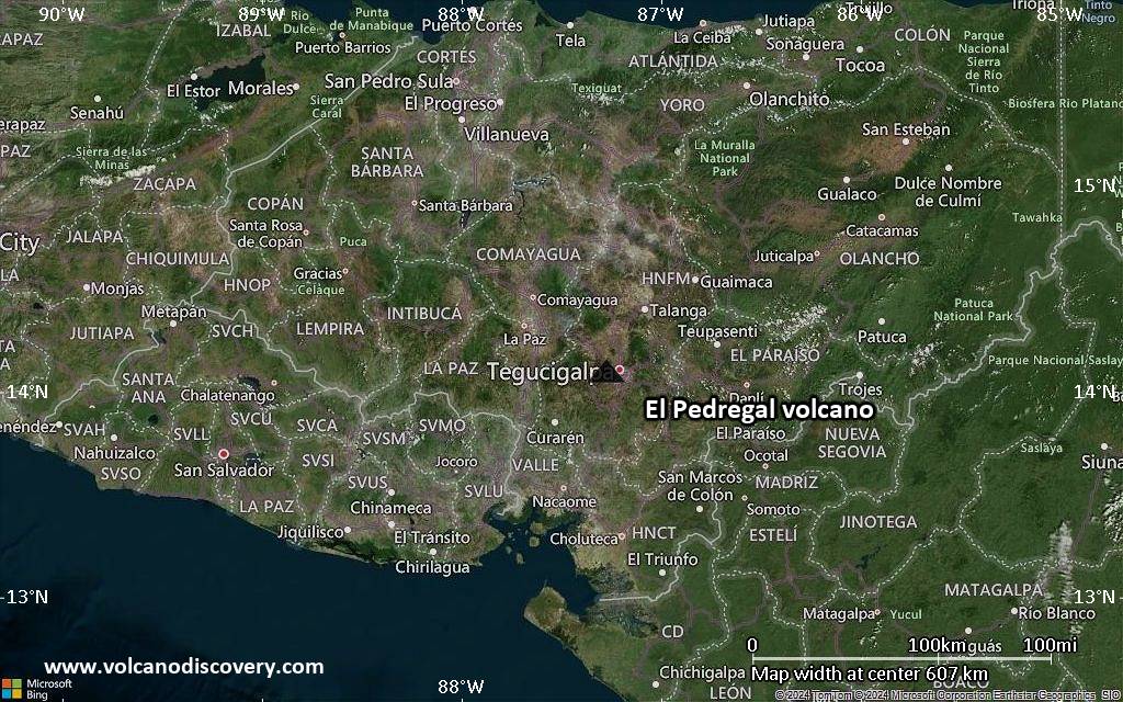 Satellite/aerial-type map of El Pedregal volcano (local scale large)