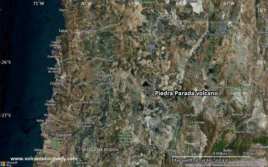 Satellite/aerial-type map of Piedra Parada volcano (local scale large)
