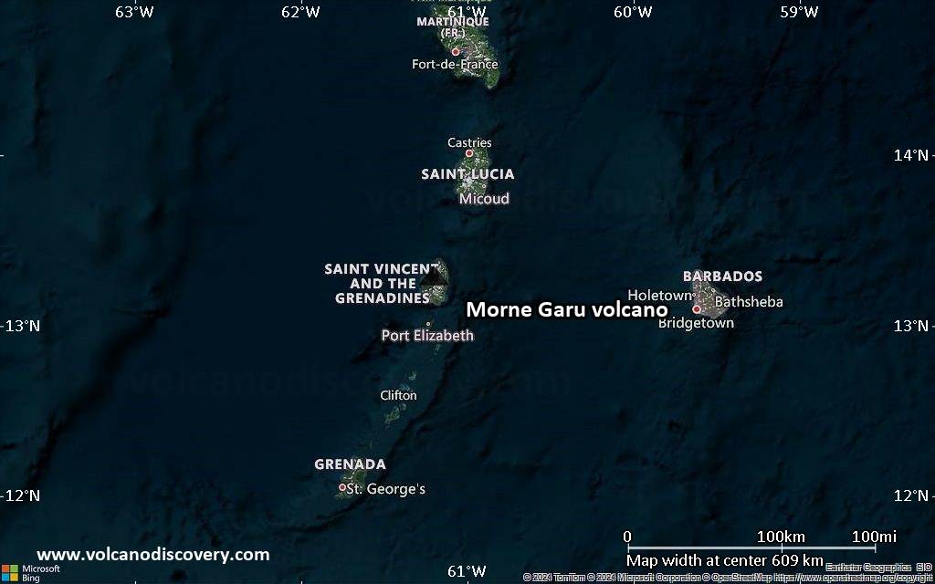 Satellite/aerial-type map of Morne Garu volcano (local scale large)
