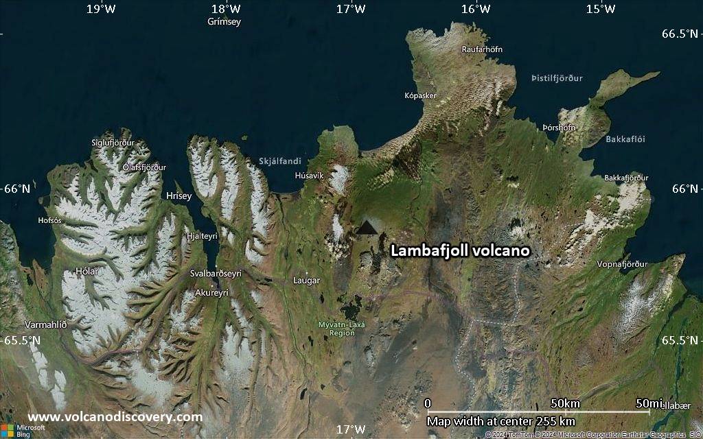 Satellite/aerial-type map of Lambafjoll volcano (local scale large)