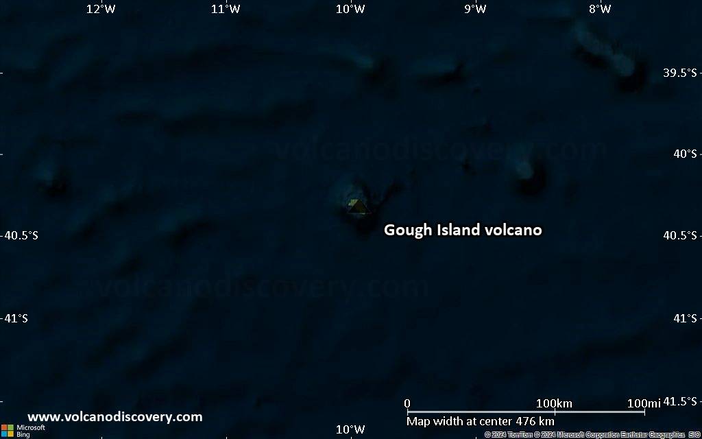 Satellite/aerial-type map of Gough Island volcano (local scale large)