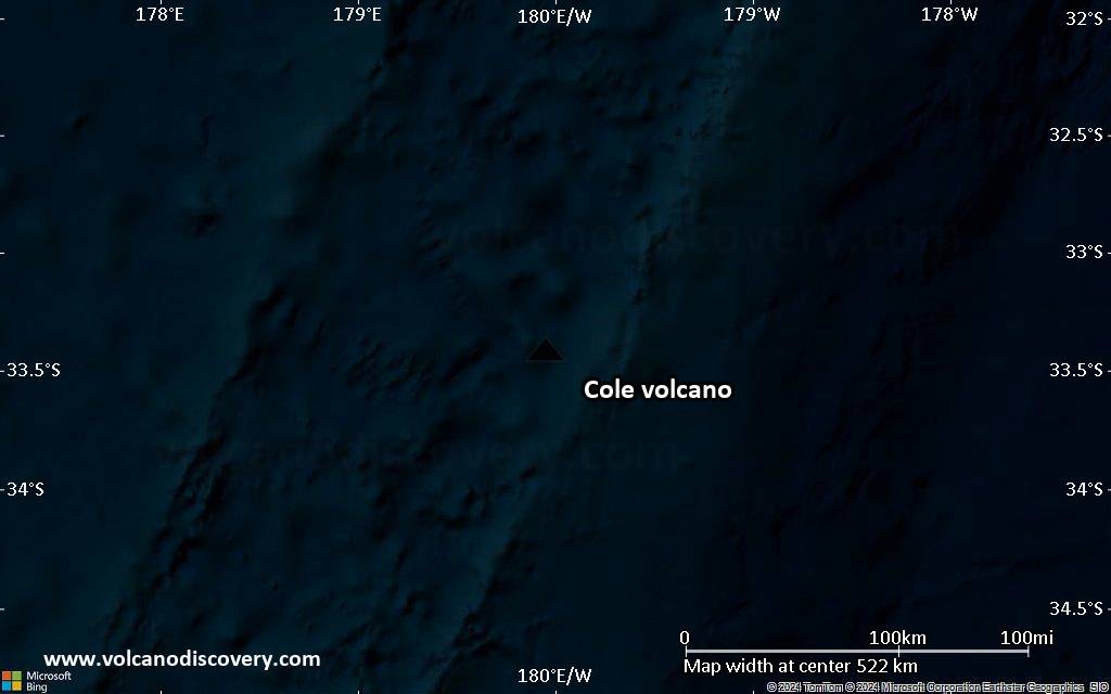 Satellite/aerial-type map of Cole volcano (local scale large)