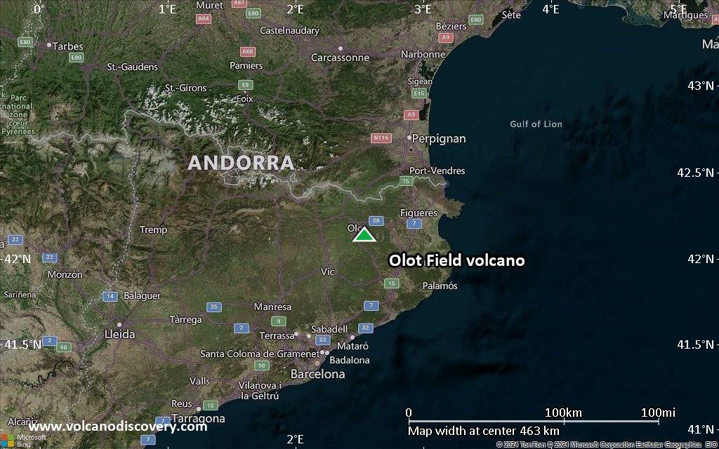 Satellite/aerial-type map of Olot Field volcano (local scale large)