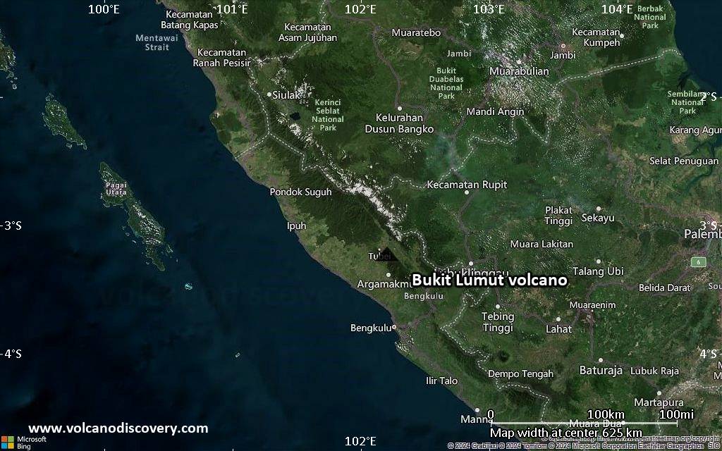 Satellite/aerial-type map of Bukit Lumut volcano (local scale large)