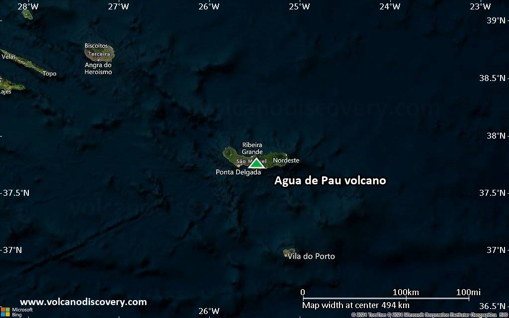 Satellite/aerial-type map of Agua de Pau volcano (local scale large)