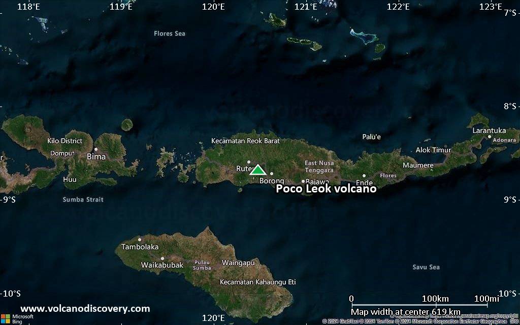 Satellite/aerial-type map of Poco Leok volcano (local scale large)