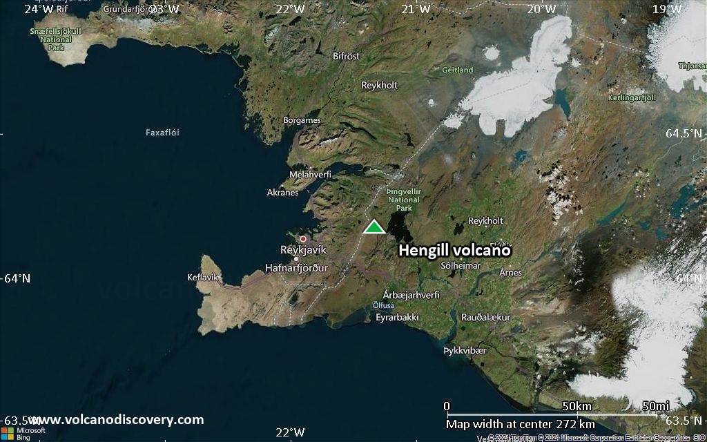 Satellite/aerial-type map of Hengill volcano (local scale large)