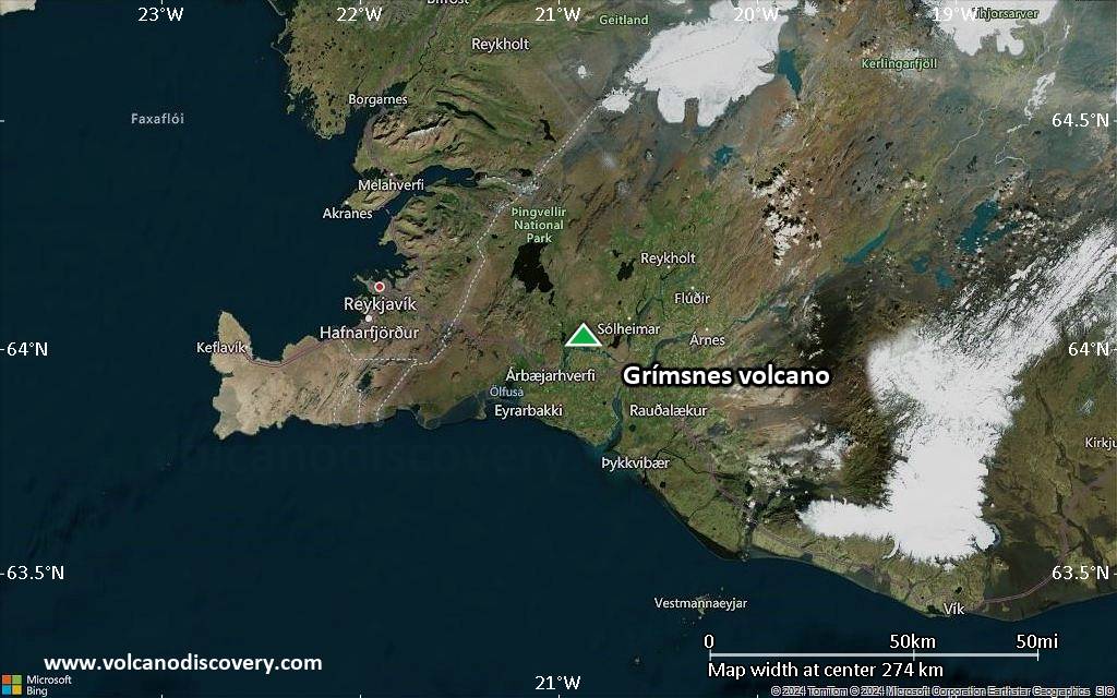Satellite/aerial-type map of Grímsnes volcano (local scale large)