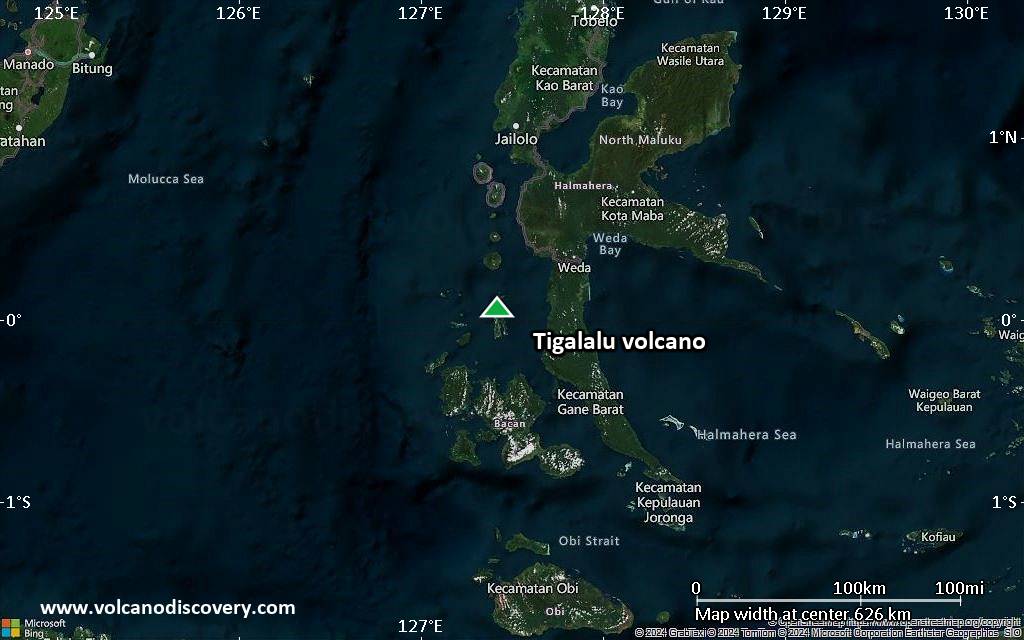 Satellite/aerial-type map of Tigalalu volcano (local scale large)