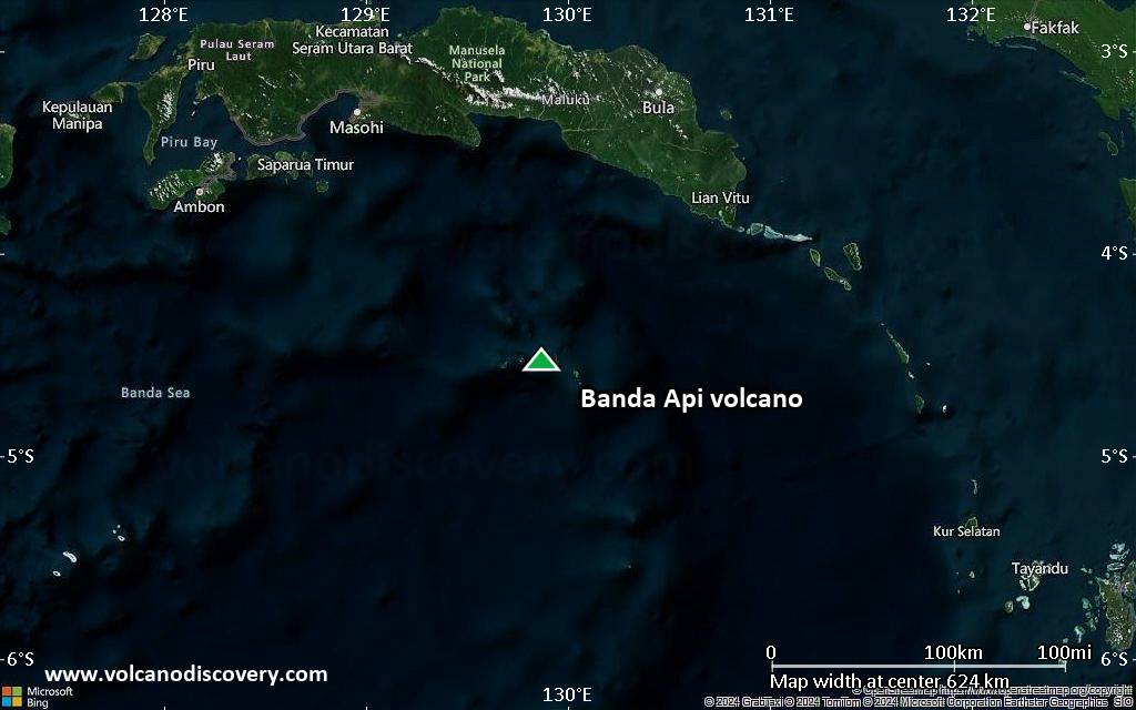 Satellite/aerial-type map of Banda Api volcano (local scale large)