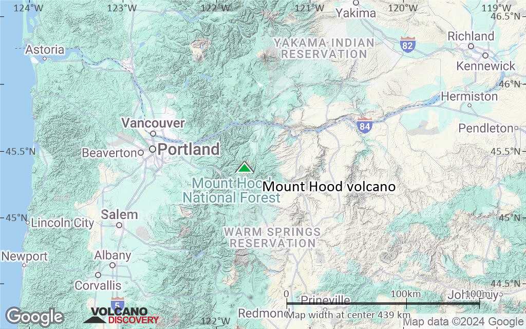 Terrain-type map of Mount Hood volcano (local scale large)