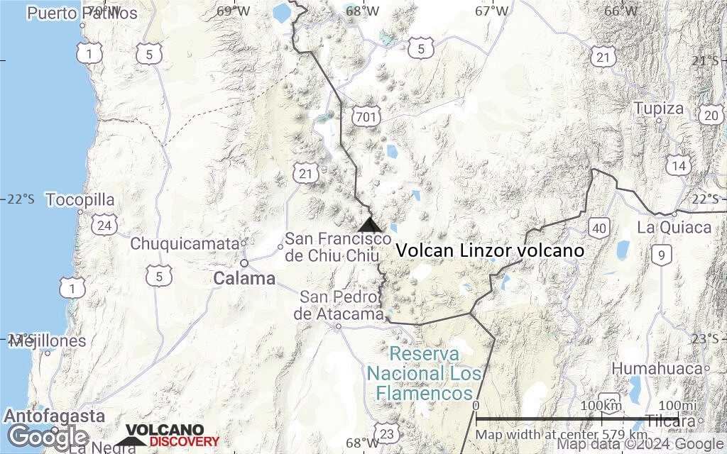 Terrain-type map of Volcan Linzor volcano (local scale large)