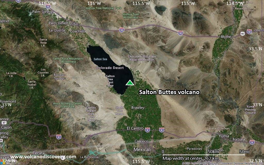 Satellite/aerial-type map of Salton Buttes volcano (local scale medium)
